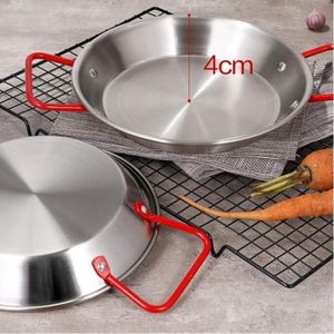 2PCS Poêle à Paella En Acier Inoxydable, Design Ergonomique à Large Oreille, Durable, Processus De Dessin De Surface, Polissage Fin, Facile à Nettoyer,  BBB