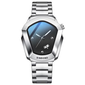 BINBOND Montre Homme - Luxe, Luminoux, Étanche, Calendrier, Bracelet Acier Inoxydable - Argent