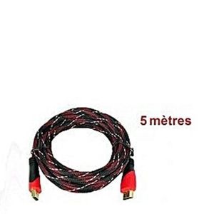 Cble HDMI  5 Mètres HD 1080P 3D - Noir / Rouge