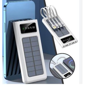 Powerbank solaire 58000mAh à charge rapide avec 4 câbles intégrés PD22.5W - Blanc