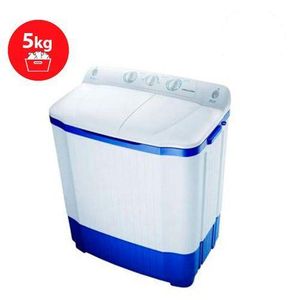 Machine à Laver - Semi automatique lavage et essorage - 5Kg - 2000 W - Blanc / Bleu - Garantie 6 Mois