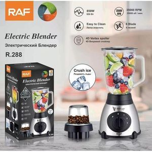 RAF Blender Électrique Multifonction R.288 - 850W, 35000 tr/min, Bol en Verre 1.5L - 6 Lames Inox, Broyeur à Épices/Café Inclus - Pile Glace & Smoothies