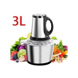 Foutoumix 3L - Hacheur De Viande - Blender - Mixeur De Foutou Graine Et Viande - Broyeur Alimentaire - Mixeur Hachoir électrique 3L - Multifonction - INOX Noir