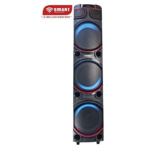 SMART TECHNOLOGY Haut-Parleur Rechargeable -STHP-3100E -1000W- 3x10'' – Bluetooth – USB – AUX – 2xMicros – Télécommande – Noir –Garantie 12 Mois