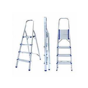 Escabeau Pliable 4 Marches Antidérapantes. Rouge