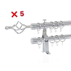 Lot De 5 Tringles à Rideaux Extensible 1m20 à 2m argent