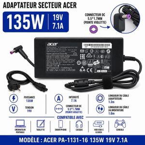 Acer Chargeur Secteur  135W 19V 7,1A, connecteur Dc 5,5 × 1,7 mm