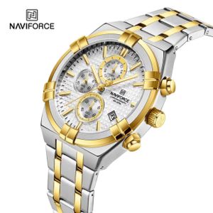 Naviforce Montre Homme De Luxe à Quartz avec Affichage date, en Acier inoxydable, Nouvelle Collection NF8042