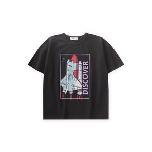 Cigit T-shirt Garçon imprimé "Discover" - Noir
