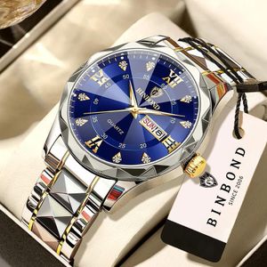 BINBOND B2521 Luxury Quartz Wristwatches Luminous Waterproof Week Auto Date Men'S Watch Business Sport Fashion Casual Reloj Gift Clock-silver