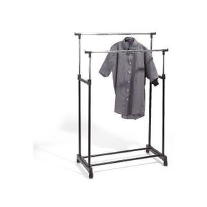 Porte Vêtements Télescopique Avec 2 Étagères Chaussures En Acier Inoxydable, Mobile, Simple, Double