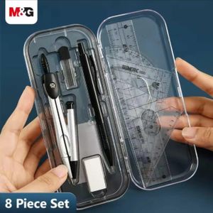 Kit De Géométrie Scolaire Complet 8 Pièces - Set De Traçage Mathématique Avec Boîtier