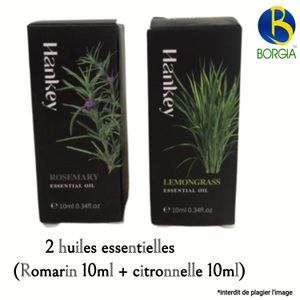2 Huiles essentielles (romarin + citronnelle)