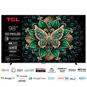 TCL SMART TV QLED 98'' -98C6K - Qd Mini Led/Imax Enhanced/ Apple Home/ Google SMART TV/ Onkyo/High Hdr Brightness