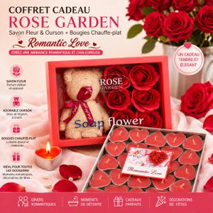 Coffret Cadeau Romantique Douceur & Élégance – Savon Fleur, Bougies Parfumées