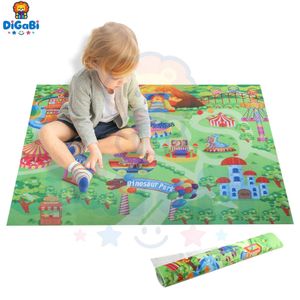Digabi Dinosaur Park Kids Play Mat,Colorful Amusement Park Themed Activity Rug,Foldable Soft Fabric Playmat for Toddler Imaginative Play,31.5"×27.6" Interactive Play Carpet for Boys & Girls