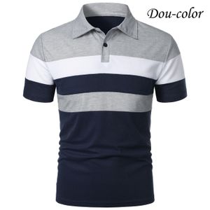 Dou-color T-shirt Polo d'affaire pour hommes à manches courtes trois tons - Gris, Blanc, Bleu