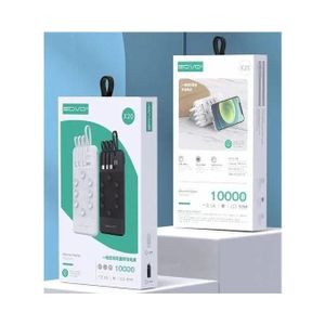 Sovo Batterie Externe X20 10000mAh – Ultra-Fine avec 4 Câbles Intégrés et Ventouses