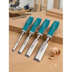 Ensemble de 4 ciseaux à bois - Jeu de 4 Ciseaux à Bois Professionnels - Lames en Acier CR-V 8mm, 12mm, 18mm, 25mm