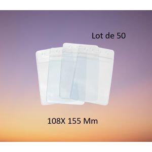 Porte Badge  108mm X 155mm Transparent Sans Cordon (lot De 50)