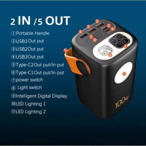 PREMIUM Power Bank 60000mAh Ultra Capacité TPS60 Avec Lampe - 100W PD Charge Ultra Rapide - Samsung Xiaomi Huawei Iphone Tecno etc- Tablette & PC 100w HG