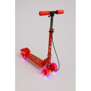 Trottinette aux 4 roues lumineuses pour enfants, rouge, roues LED, frein à main