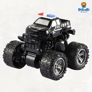 Digabi Toy Off-Road Vehicles in Black And Police Car Colors, Monster -Truck -Toys, Friction Powered Monster Trucks for Boys, Push and Go Vehicles Toy for Kids, Inertia Vehicle, Stunt On-Road Vehicle, Great for Birthday Party Gift for Boys Girls