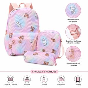 Ensemble de Sacs Scolaires (3 en 1) - Multicolore Pastel
