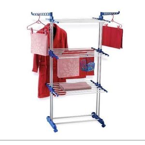 Séchoir à Linge, Étendoir Vertical, Peu Encombrant, Sur 3 Niveaux, Avec 2 Ailes Latérales