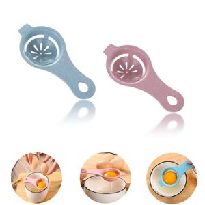 ShebSheb Lot de 2 séparateurs d'œufs pour jaune et blanc, filtre à œufs de cuisine avec trou de suspension, plastique alimentaire en paille de blé, léger et facile à nettoyer