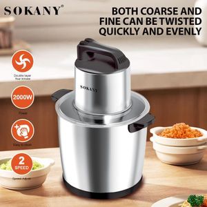 Sokany Robot Hachoir Inox SK-666666 - Capacité Géante 10L - Moteur Pro 2000W