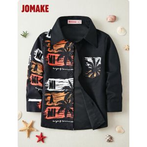JOMAKE Chemise à manches longues Colour Block avec noix de coco orange pour les garçons de 2 à 13 ans