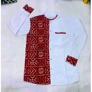 Fashion Chemise homme manche longue tissu blanc avec pagne Prix pas cher Jumia CI