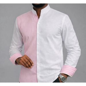 TAFA Chemise Pour Homme vrai Lin Blanc 2 Tons