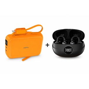 Hepu Écouteurs Bluetooth Sans Fil + Power Bank Portable – Pack Recharge & Mobilité