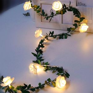 Guirlande lumineuse LED de 3 m avec 20 LED, motif « feuille verte », « rotin », « rose » et « vigne », imitation solaire, pour décoration