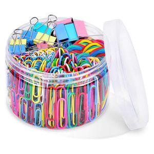 TodyJeyHo Clips de papier et Clips de liant, 250 PCS, médium de couleurs assorties, Clips de papier, bandes en Plastique, Clips de liant assortis