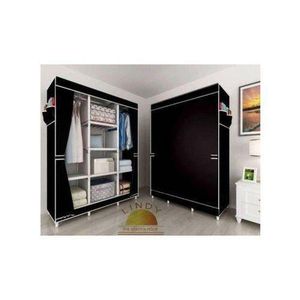 Placard Armoire Démontables 08 Compartiment Avec 3 Battants à Housse Noir