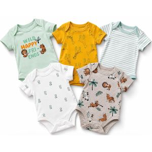 Lot de 5 Barboteuses Bébé en Coton Doux Premium 6 à 9 Mois – Multicolore