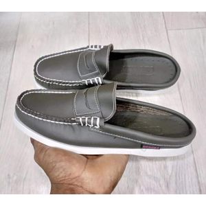 Babouches Pour Homme En Cuir De Style Sebago  - Vert Olive 