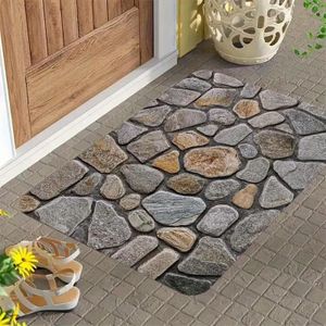 Tapis d'entrée/tapis de sol rétro à motifs floraux et carreaux