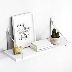 Yiliker Étagère Murale 60CM Sans Perçage – Étagère Flottante Blanche avec Adhésif et Clous, Rangement Cuisine Salle de Bain Chambre