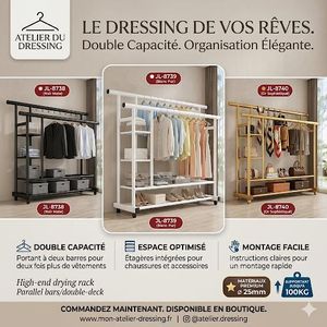 Grande étagère robuste de rangement de vêtements et chaussures 