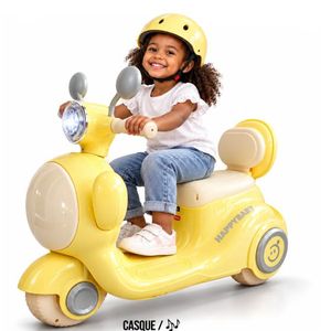Moto Vespa Enfant de 0 à 8 ans - avec Casque - Sécurité et Confort - Jaune