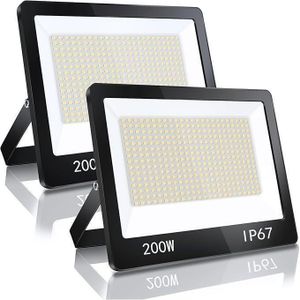 PUISSANT Projecteur LED Exterieur 200W, IP67 Imperméable Spot LED Extérieur Avec Transformateur, 20000LM 6500K Blanc Froid Eclairage de Sécurité, Luminaire Pour Jardin Garage Usine