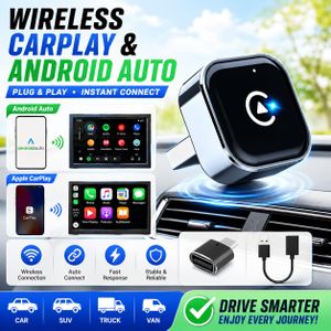 L'adaptateur CarPlay sans fil est prêt à l'emploi et se connecte rapidement et automatiquement aux iPhones et appareils Android. Il est doté d'une interface USB/USB-C et offre une latence nulle.