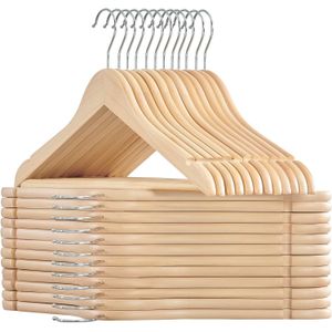 Lot de 25 cintres bois à pinces de 35 cm - La Boutique du Cintre