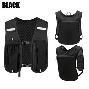 Sac à dos-gilet de sport – Design multi-poches, maille respirante et structure ergonomique,idéal pour la course à pied, la randonnée et la salle de sport – Noir