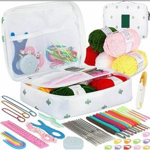Kit de Crochet Complet Pour Débutant - Set d'Accessoires Avec Pelotes de Fil Gros Grain