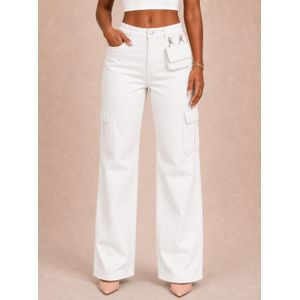 Pantalon jeans Cargo Dame - Blanc